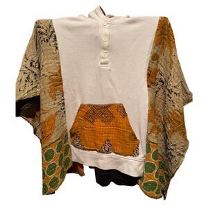 NWOT Vintage KiGi Couture KANTHA Upcycled Poncho BoHo Sweatshirt (S-3XL)